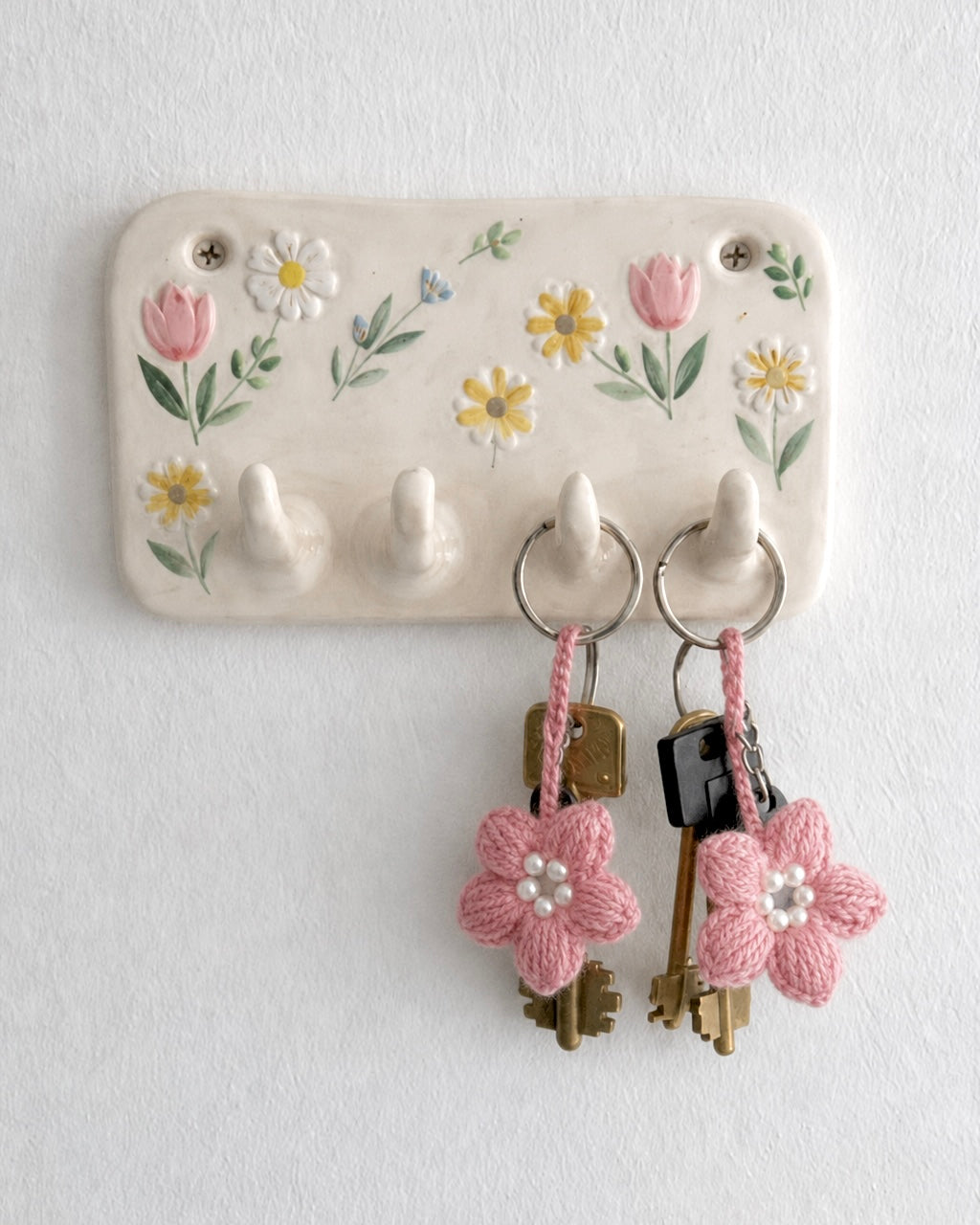 Porte-clés fleur en crochet