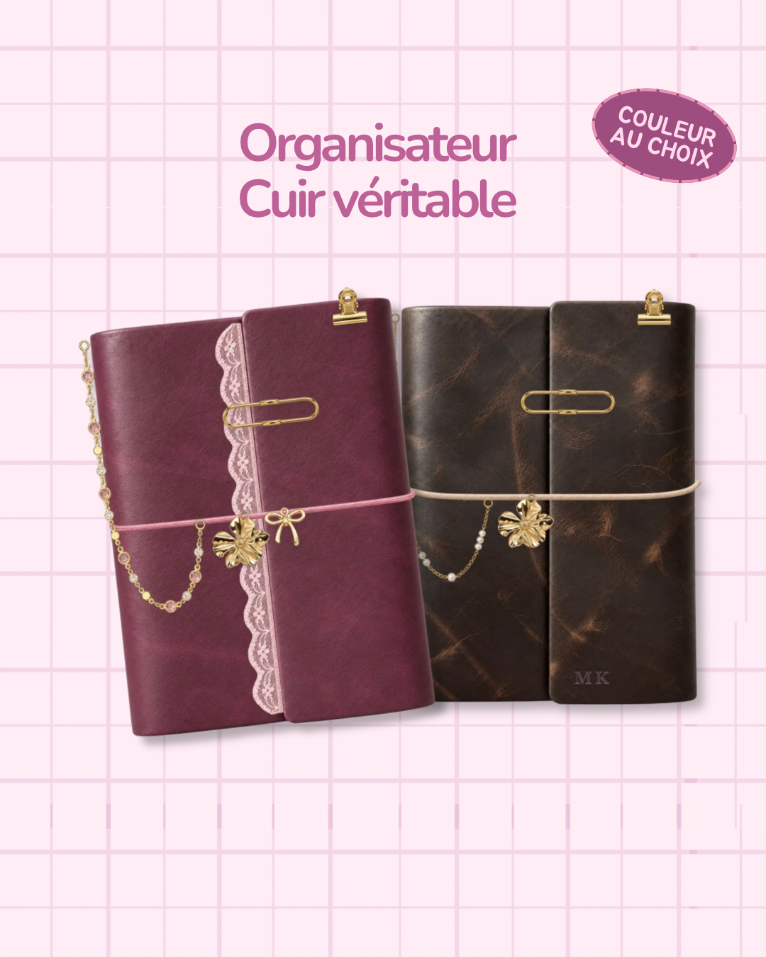 Organisateur cuir véritable – Multi-formats