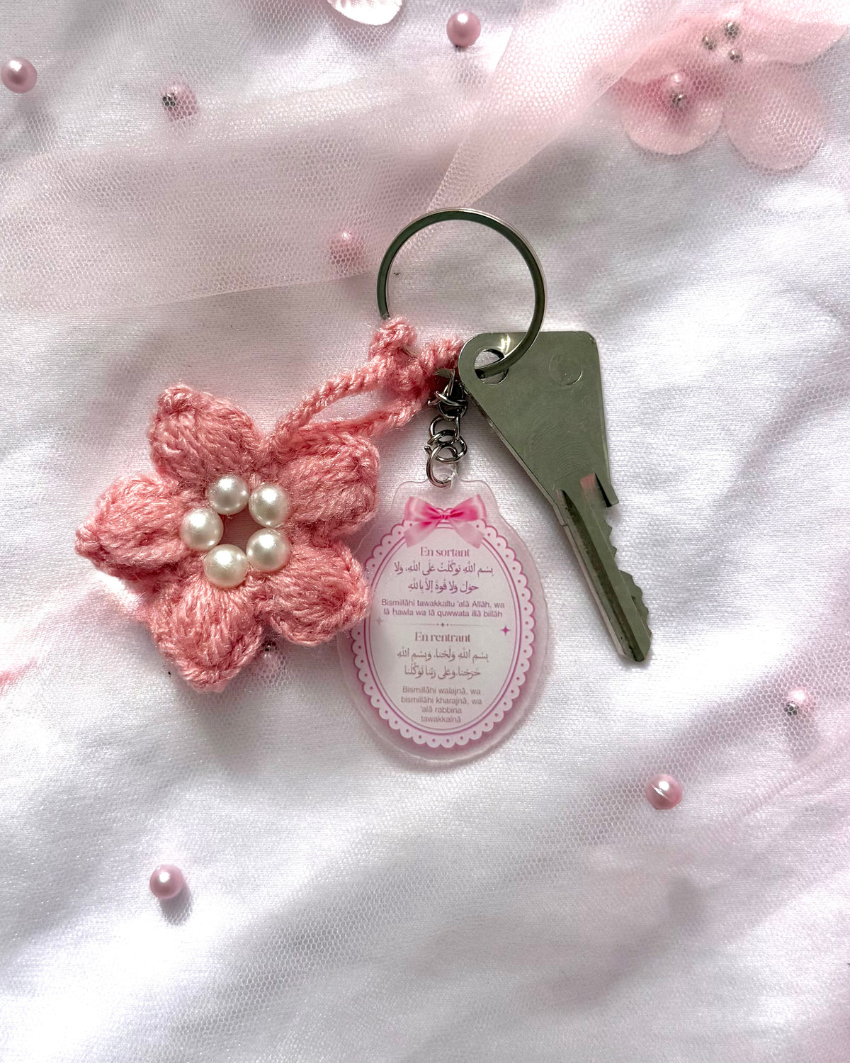 Porte-clés fleur en crochet