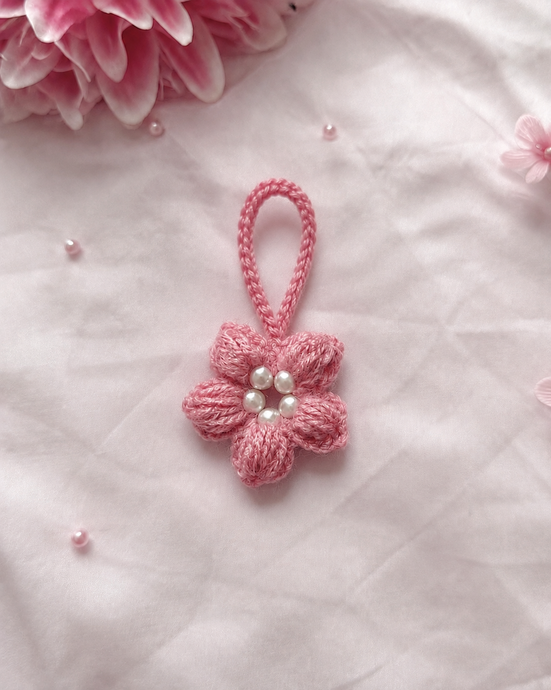 Porte-clés fleur en crochet